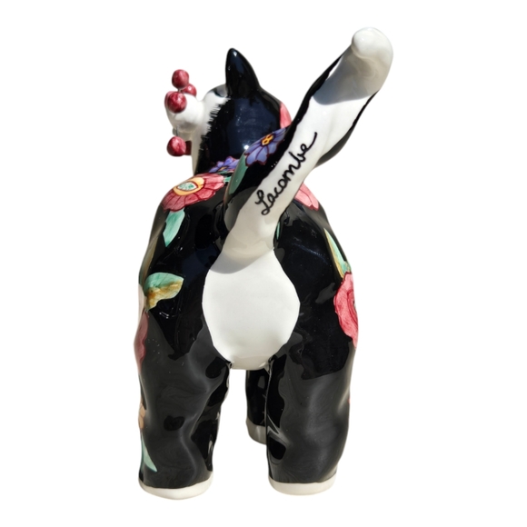 Amy Lacombe Hand Painted Ceramic Cat Annaco Figurine Floral #24801 - Picture 5 of 5